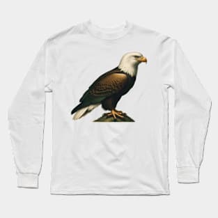 Vintage Biology Lithograph of Bald Eagle Long Sleeve T-Shirt